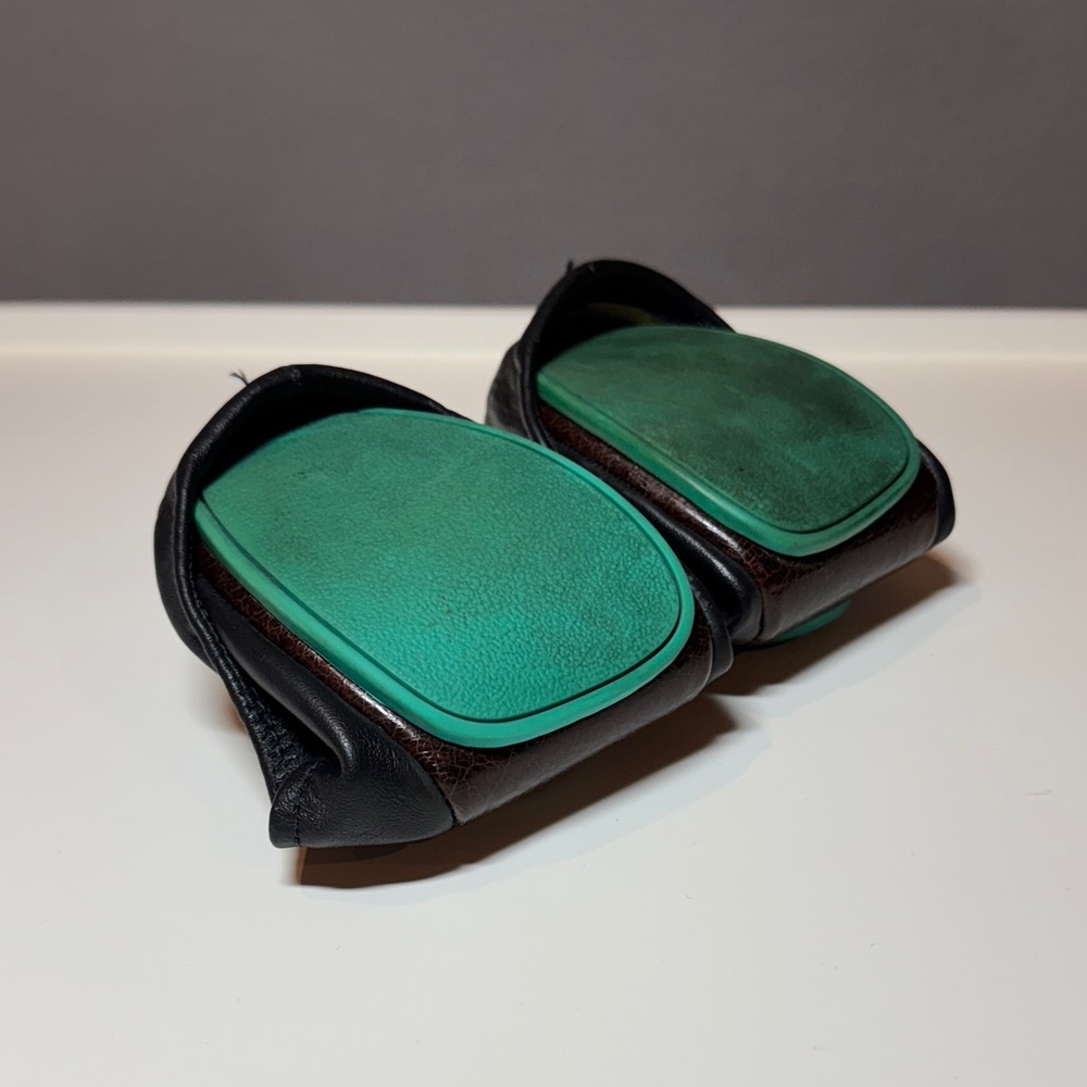 Tieks Black Flats with Green Soles - Picture 4 of 5